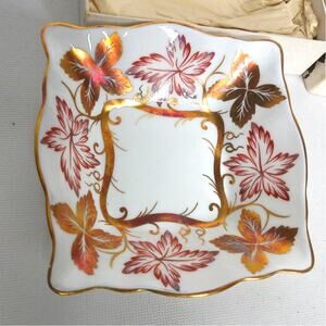 Vintage Royal Chelsea Golden Valley Square Sweets Bone China Dish With Box